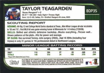 2008 Bowman Draft Picks & Prospects #BDP35 Taylor Teagarden Back