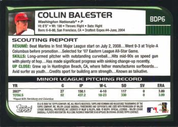 2008 Bowman Draft Picks & Prospects #BDP6 Collin Balester Back
