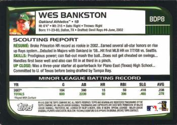 2008 Bowman Draft Picks & Prospects #BDP8 Wes Bankston Back