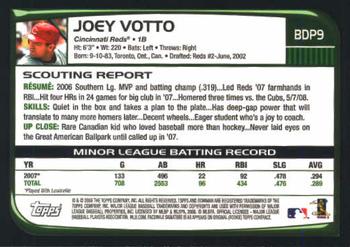 2008 Bowman Draft Picks & Prospects #BDP9 Joey Votto Back