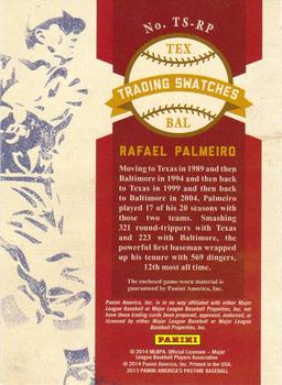 2013 Panini America's Pastime - Trading Swatches #TS-RP Rafael Palmeiro Back