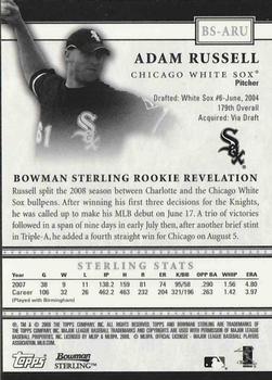 2008 Bowman Sterling #BS-ARU Adam Russell Back