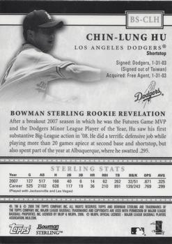 2008 Bowman Sterling #BS-CLH Chin-Lung Hu Back