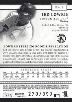 2008 Bowman Sterling #BS-JLa Jed Lowrie Back