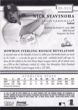 2008 Bowman Sterling #BS-NLS Nick Stavinoha Back