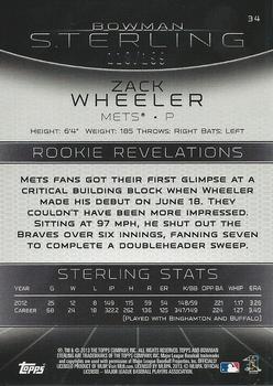 2013 Bowman Sterling - Refractors #34 Zack Wheeler Back