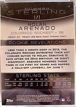 2013 Bowman Sterling - Red Refractors #5 Nolan Arenado Back