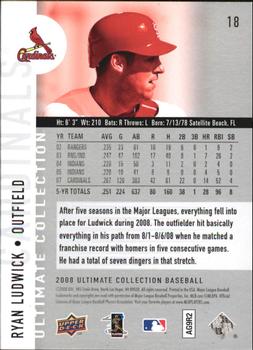 2008 Upper Deck Ultimate Collection #18 Ryan Ludwick Back