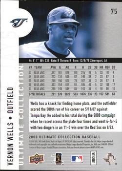 2008 Upper Deck Ultimate Collection #75 Vernon Wells Back