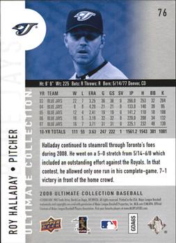 2008 Upper Deck Ultimate Collection #76 Roy Halladay Back