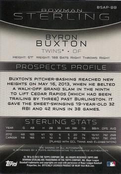 2013 Bowman Sterling - Prospect Autographs #BSAP-BB Byron Buxton Back