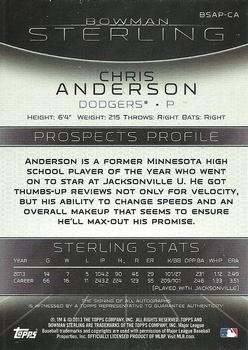 2013 Bowman Sterling - Prospect Autographs #BSAP-CA Chris Anderson Back
