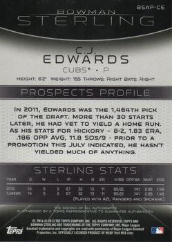 2013 Bowman Sterling - Prospect Autographs #BSAP-CE C.J. Edwards Back