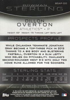2013 Bowman Sterling - Prospect Autographs #BSAP-DO Dillon Overton Back