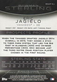 2013 Bowman Sterling - Prospect Autographs #BSAP-EJ Eric Jagielo Back