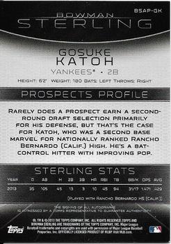 2013 Bowman Sterling - Prospect Autographs #BSAP-GK Gosuke Katoh Back