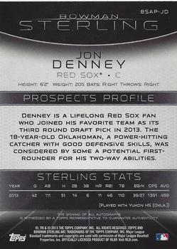 2013 Bowman Sterling - Prospect Autographs #BSAP-JD Jon Denney Back