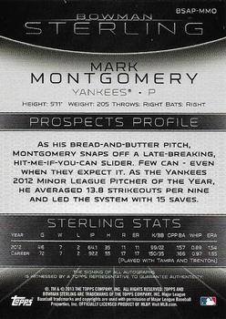 2013 Bowman Sterling - Prospect Autographs #BSAP-MMO Mark Montgomery Back