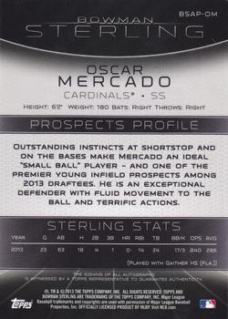2013 Bowman Sterling - Prospect Autographs #BSAP-OM Oscar Mercado Back