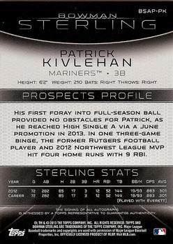 2013 Bowman Sterling - Prospect Autographs #BSAP-PK Patrick Kivlehan Back