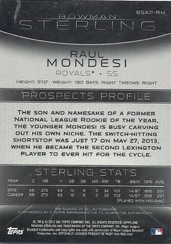 2013 Bowman Sterling - Prospect Autographs #BSAP-RM Raul Mondesi Back