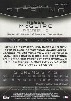 2013 Bowman Sterling - Prospect Autographs #BSAP-RMC Reese McGuire Back