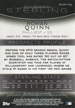 2013 Bowman Sterling - Prospect Autographs #BSAP-RQ Roman Quinn Back