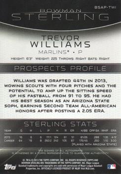 2013 Bowman Sterling - Prospect Autographs #BSAP-TWI Trevor Williams Back
