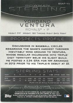 2013 Bowman Sterling - Prospect Autographs #BSAP-YV Yordano Ventura Back