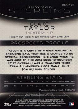 2013 Bowman Sterling - Prospect Autographs #BSAP-BT Blake Taylor Back
