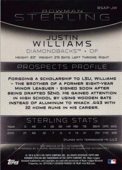2013 Bowman Sterling - Prospect Autographs #BSAP-JW Justin Williams Back