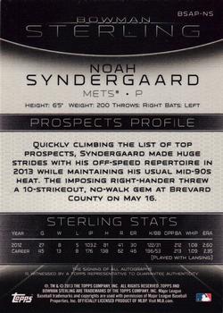 2013 Bowman Sterling - Prospect Autographs #BSAP-NS Noah Syndergaard Back