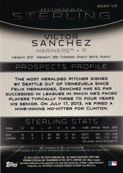 2013 Bowman Sterling - Prospect Autographs #BSAP-VS Victor Sanchez Back
