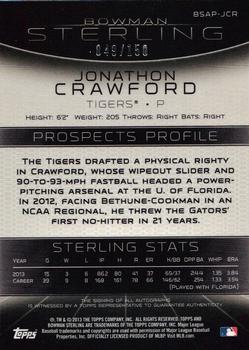 2013 Bowman Sterling - Prospect Autographs Refractors #BSAP-JCR Jonathon Crawford Back