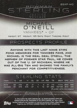 2013 Bowman Sterling - Prospect Autographs Green Refractors #BSAP-MO Michael O'Neill Back