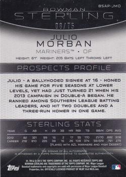 2013 Bowman Sterling - Prospect Autographs Orange Refractors #BSAP-JMO Julio Morban Back