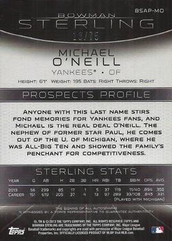 2013 Bowman Sterling - Prospect Autographs Orange Refractors #BSAP-MO Michael O'Neill Back