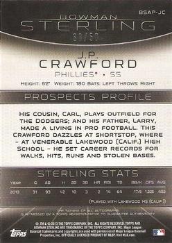 2013 Bowman Sterling - Prospect Autographs Gold Refractors #BSAP-JC J.P. Crawford Back