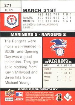 2008 Upper Deck Documentary #271 Michael Young Back