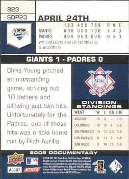 2008 Upper Deck Documentary #823 Chris Young Back