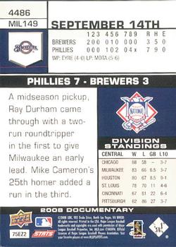 2008 Upper Deck Documentary #4486 Mike Cameron Back