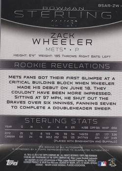 2013 Bowman Sterling - Rookie Autographs Refractors #BSAR-ZW Zack Wheeler Back