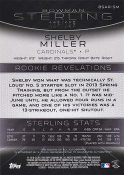2013 Bowman Sterling - Rookie Autographs Green Refractors #BSAR-SM Shelby Miller Back