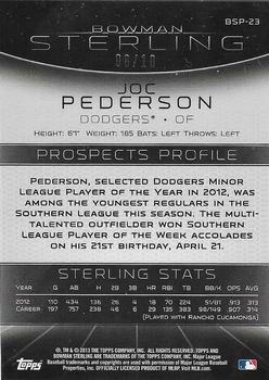 2013 Bowman Sterling - Prospects Purple Refractors #BSP-23 Joc Pederson Back
