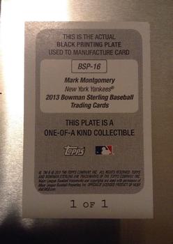 2013 Bowman Sterling - Prospects Printing Plates Black #BSP-16 Mark Montgomery Back