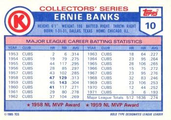 1985 Topps Circle K All Time Home Run Kings #10 Ernie Banks Back