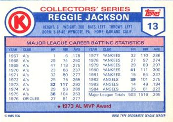 1985 Topps Circle K All Time Home Run Kings #13 Reggie Jackson Back