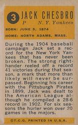 1963 Bazooka All-Time Greats #3 Jack Chesbro    Back