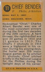 1963 Bazooka All-Time Greats #11 Chief Bender    Back