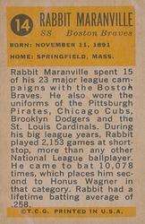 1963 Bazooka All-Time Greats #14 Rabbit Maranville    Back